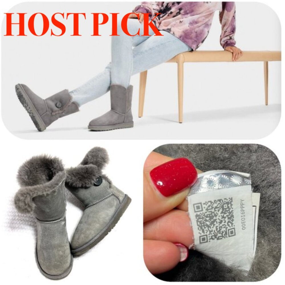 Auc UGG Sheepskin gray  Bailey Button Boots